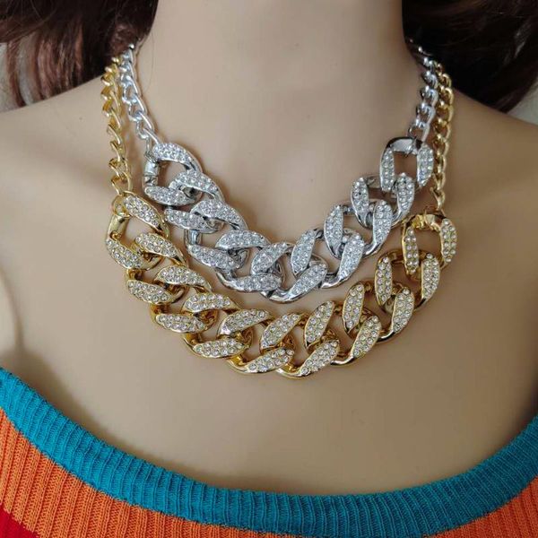 thick twisted neck chains necklace for wommen men gold color goth choker with crystal cuban rhinestone pedants necklace jewelry, Silver
thick twisted neck chains necklace for wommen men gold color goth choker with crystal cuban rhinestone pedants necklace jewelry, Silver