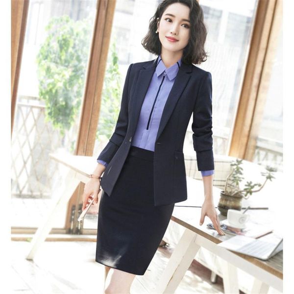 two piece dress professional wear temperament women skirt suits formal long sleeve slim blazer and office ladies work, White
two piece dress professional wear temperament women skirt suits formal long sleeve slim blazer and office ladies work, White