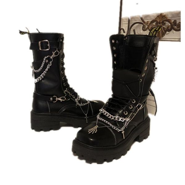 womens round toe cross mid calf boots cut out chunky heel belt buckle metal chains gothic punk shoes dark creepers diy cosplay, Black
womens round toe cross mid calf boots cut out chunky heel belt buckle metal chains gothic punk shoes dark creepers diy cosplay, Black