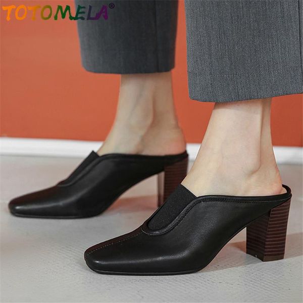 totomela 2020 mules shoes women pumps solid colors spring summer genuine leather footwear high heel party shoes ladies big size, Black
totomela 2020 mules shoes women pumps solid colors spring summer genuine leather footwear high heel party shoes ladies big size, Black