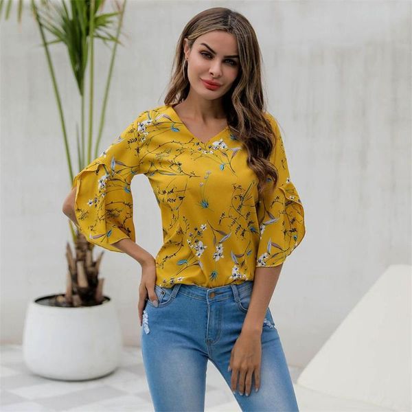 women strap v-neck printed blouse ladies summer spring loose casual vintage three quarter sleeve for streetwear 2021, White
women strap v-neck printed blouse ladies summer spring loose casual vintage three quarter sleeve for streetwear 2021, White