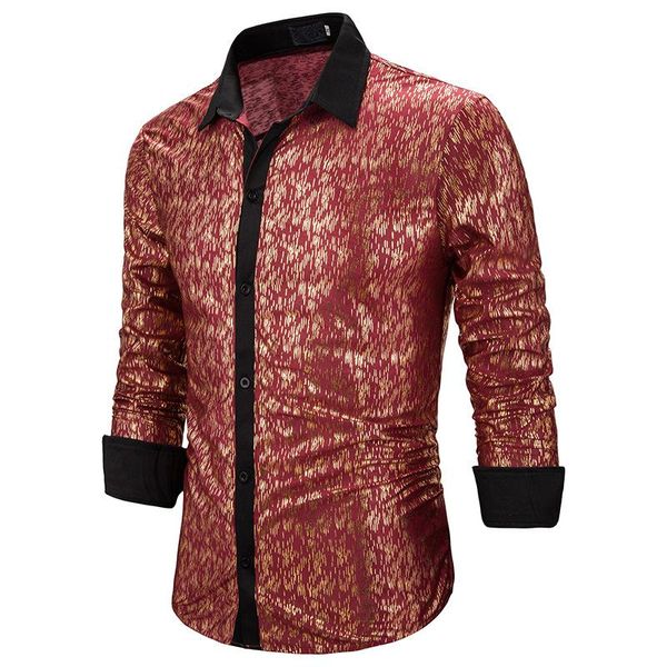 men's casual shirts mens nightclub red bronzing giltter hipster slim fit long sleeve dress shirt men wedding stage singer prom chemise, White;black
men's casual shirts mens nightclub red bronzing giltter hipster slim fit long sleeve dress shirt men wedding stage singer prom chemise, White;black