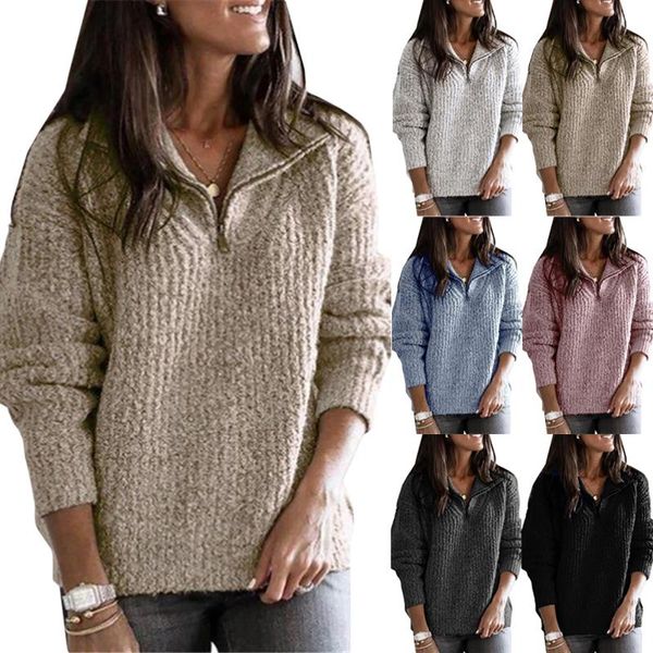 2020 winter women's all-match casual solid color zipper adjustable high neck long sleeve pullover knit sweater, White;black
2020 winter women's all-match casual solid color zipper adjustable high neck long sleeve pullover knit sweater, White;black