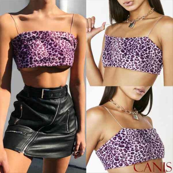 female leopard print camisole cropped summer strapless square collar printed purple vest ladies vest nightclub, White
female leopard print camisole cropped summer strapless square collar printed purple vest ladies vest nightclub, White
