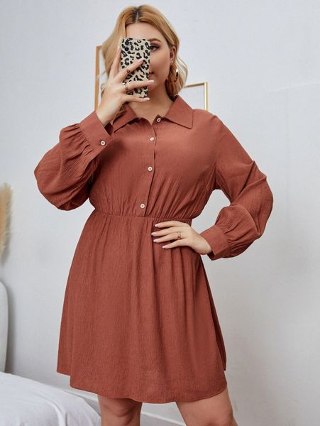 plus half button shirt dress v1il#, Black
plus half button shirt dress v1il#, Black