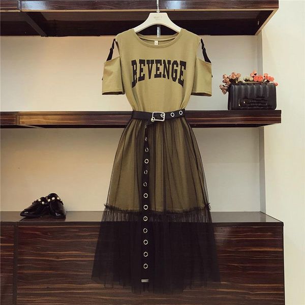 mesh cold shoulder belt women's long dress short sleeve sashes pleated maxi women dresses 2020 spring summer clothes 2 pieces, Black;gray 
mesh cold shoulder belt women's long dress short sleeve sashes pleated maxi women dresses 2020 spring summer clothes 2 pieces, Black;gray