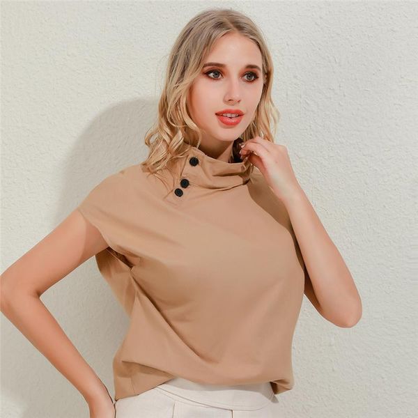 women and blouse solid stand neck button shirt summer short sleeve blouse casual female tunic for summer, White
women and blouse solid stand neck button shirt summer short sleeve blouse casual female tunic for summer, White