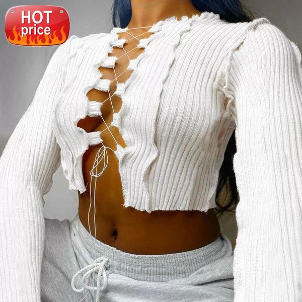 2020 autumn trendy hollow out tank long sleeve patchwork bandage ribbed breathable slim women crop nightclub party #cb5a, White
2020 autumn trendy hollow out tank long sleeve patchwork bandage ribbed breathable slim women crop nightclub party #cb5a, White