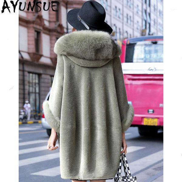 ayunsue real fur coat female sheep shearling wool coats winter jacket women fur collar korean long jackets chaqueta mujer my1, Black
ayunsue real fur coat female sheep shearling wool coats winter jacket women fur collar korean long jackets chaqueta mujer my1, Black
