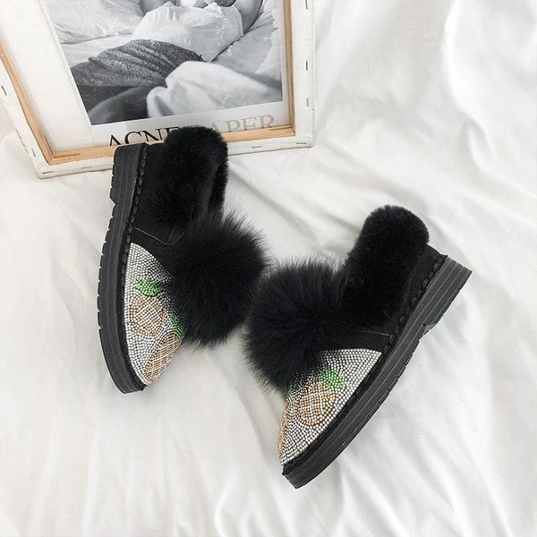 round toe white ankle boots brand women's shoes plush crystal flat heel boots-women winter footwear australia low1, Black
round toe white ankle boots brand women's shoes plush crystal flat heel boots-women winter footwear australia low1, Black