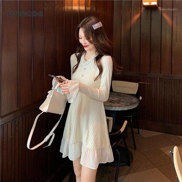 casual dresses uvrcos elegant sweater dress women long sleeve v-neck office knitted female vintage lace one-piece korea 2021 autumn1, Black;gray
casual dresses uvrcos elegant sweater dress women long sleeve v-neck office knitted female vintage lace one-piece korea 2021 autumn1, Black;gray