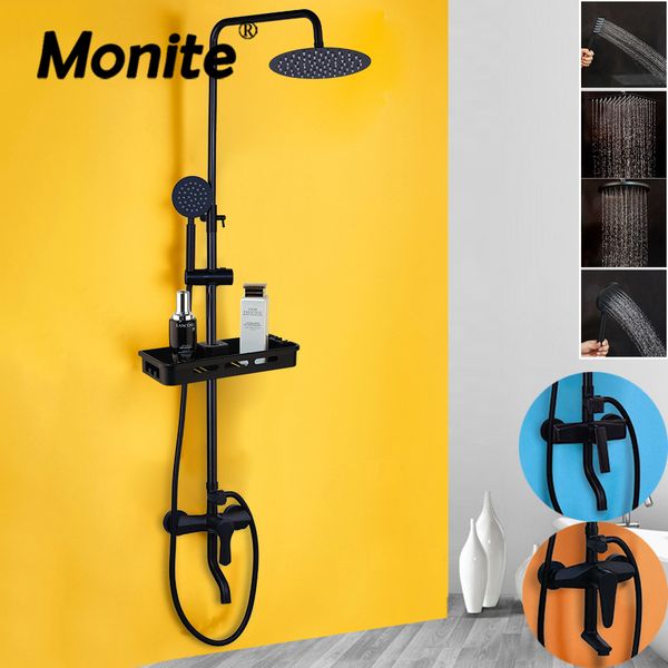 monite matte black rainfall shower faucet set single lever bathtub shower mixer faucet with storage shelf shower mixer water tap 1011
monite matte black rainfall shower faucet set single lever bathtub shower mixer faucet with storage shelf shower mixer water tap 1011