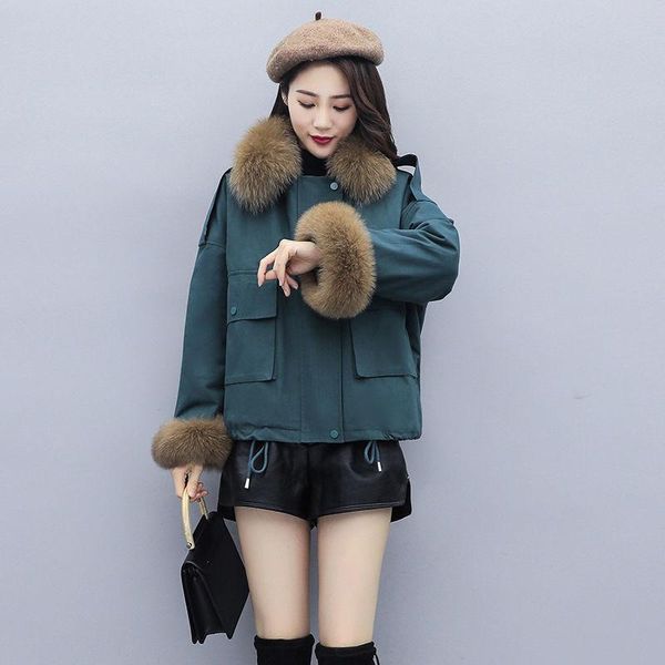 women's down & parkas 2021 winter women loose cotton padded coat jackets female warm thicken hooded outerwear fashion big fur collar e3, Black
women's down & parkas 2021 winter women loose cotton padded coat jackets female warm thicken hooded outerwear fashion big fur collar e3, Black