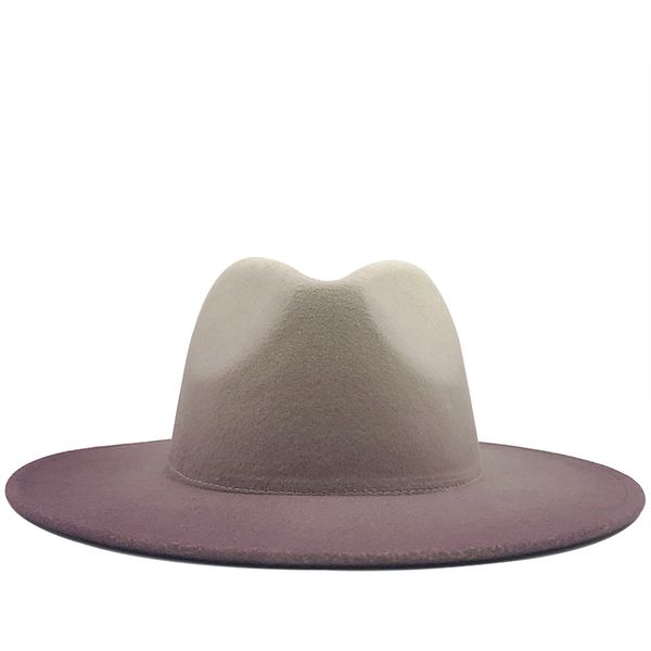 women men wool vintage trilby felt fedora hat with wide brim gentleman elegant gradient rose for lady winter autumn jazz caps q1216, Blue;gray 
women men wool vintage trilby felt fedora hat with wide brim gentleman elegant gradient rose for lady winter autumn jazz caps q1216, Blue;gray