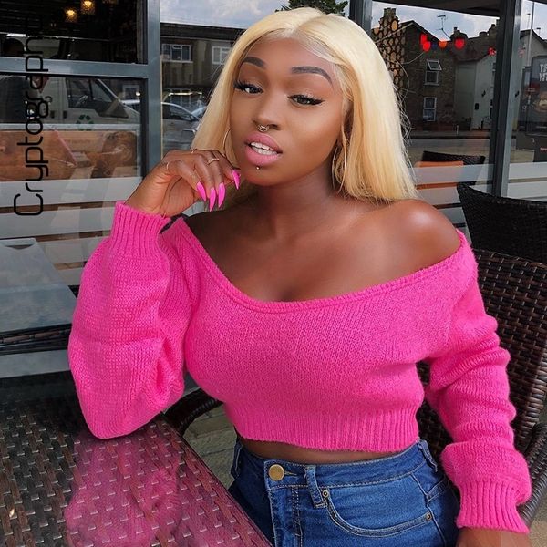 cryptographic autumn winter pullover long sleeve solid crop fashion slash neck knitted sweaters female y200720, White;black
cryptographic autumn winter pullover long sleeve solid crop fashion slash neck knitted sweaters female y200720, White;black