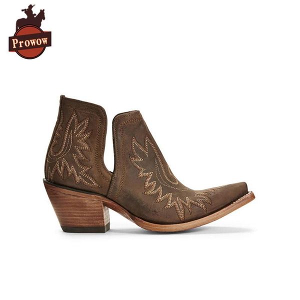 prowow shoes women dixon western ankle boots genuine leather handmade high hollow out heels pointed toe ladies cowboy boots, Black
prowow shoes women dixon western ankle boots genuine leather handmade high hollow out heels pointed toe ladies cowboy boots, Black