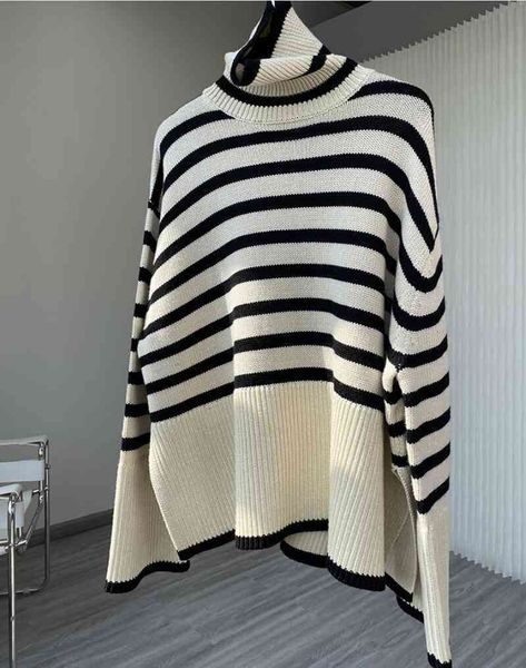 women's knits & tees ins fashion 56% wool winter strip female turtleneck long sleeve striped mesh ladies oversized pullovers girls nf5e, White
women's knits & tees ins fashion 56% wool winter strip female turtleneck long sleeve striped mesh ladies oversized pullovers girls nf5e, White