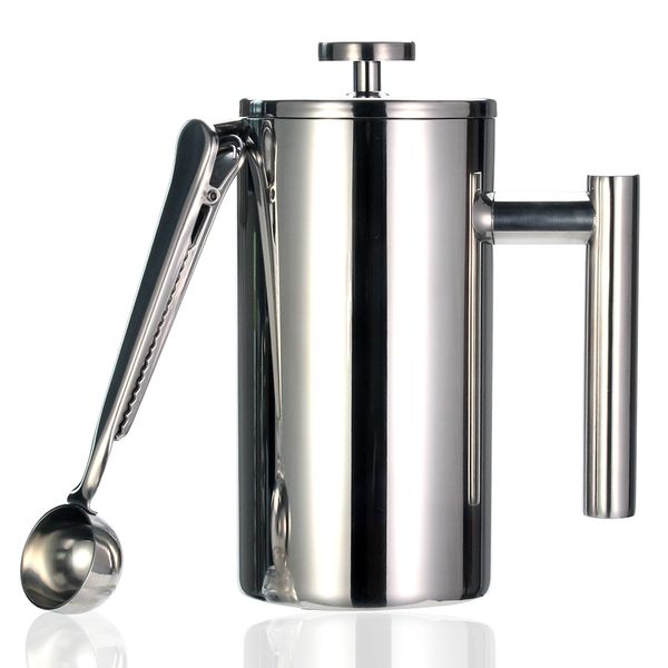 french press maker double wall 304 stainless steel - keeps brewed coffee or tea 3 size with sealing clip/spoon q0109
french press maker double wall 304 stainless steel - keeps brewed coffee or tea 3 size with sealing clip/spoon q0109