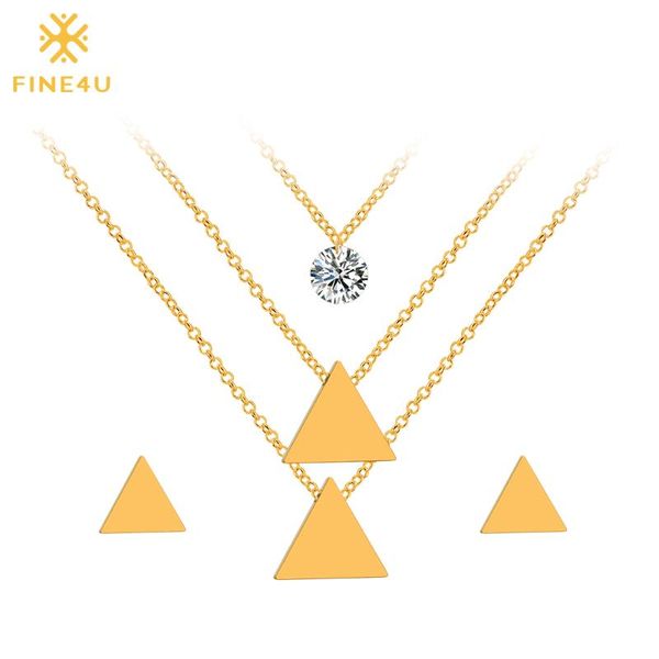 2020 new fine4u n003 316l stainless steel jewelry sets for women triangle pendants necklace & earrings wedding jewelry set, Silver
2020 new fine4u n003 316l stainless steel jewelry sets for women triangle pendants necklace & earrings wedding jewelry set, Silver