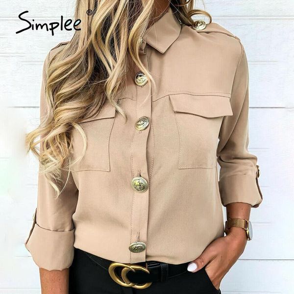 simplee vintage solid elegant women blouse shirt spring summer big buttons long sleeve female casual streetwear work, White
simplee vintage solid elegant women blouse shirt spring summer big buttons long sleeve female casual streetwear work, White