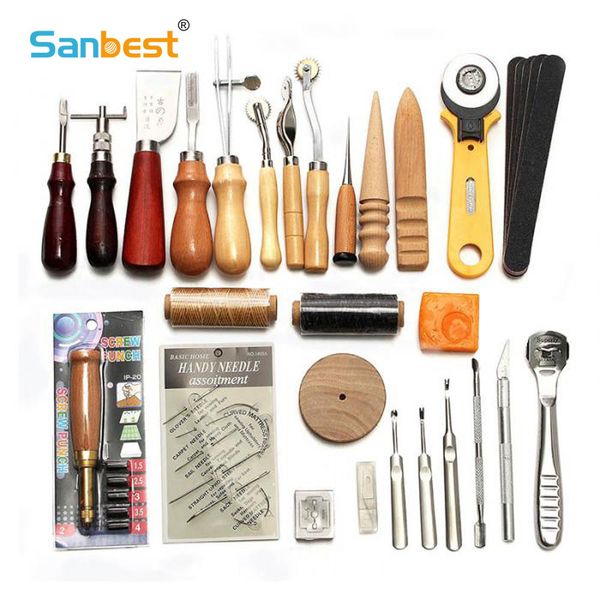 sanprofessional leather craft tools kit hand sewing stitching punch carving work saddle groover set accessories diy at00004 q1106
sanprofessional leather craft tools kit hand sewing stitching punch carving work saddle groover set accessories diy at00004 q1106