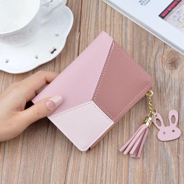 korean version of the new women's short wallet splicing color collision short wallet tassel zipper multi-card zero1, Red;black
korean version of the new women's short wallet splicing color collision short wallet tassel zipper multi-card zero1, Red;black