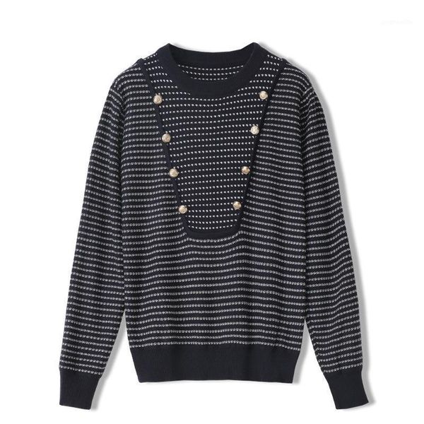 fashion autumn design women pullover gold buckle stitching striped embroidery knitted lady minimalist o-neck sweater striped1, White;black
fashion autumn design women pullover gold buckle stitching striped embroidery knitted lady minimalist o-neck sweater striped1, White;black
