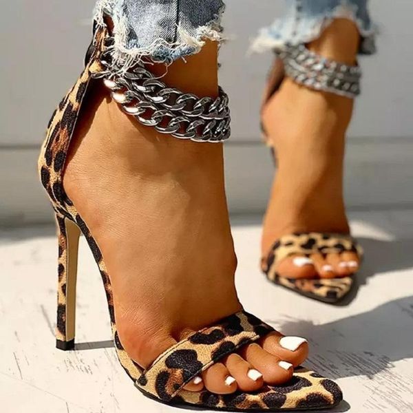 sandals summer women high heels leopard pointed open toe stiletto ladies shoes chain ankle strap platform party, Black
sandals summer women high heels leopard pointed open toe stiletto ladies shoes chain ankle strap platform party, Black
