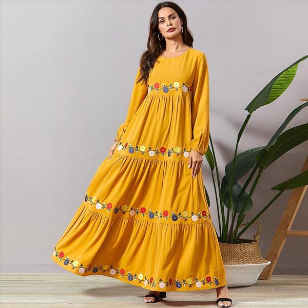 colored floral embroidery maxi dress layered pleated empire long dress fashion arabic abaya yellow not available, Black;gray
colored floral embroidery maxi dress layered pleated empire long dress fashion arabic abaya yellow not available, Black;gray