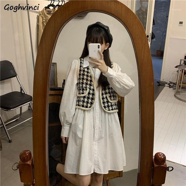 women dresses sweet a-line solid knee-length lantern sleeve button turn-down collar simple korean style fashion casual student1, Black;gray
women dresses sweet a-line solid knee-length lantern sleeve button turn-down collar simple korean style fashion casual student1, Black;gray