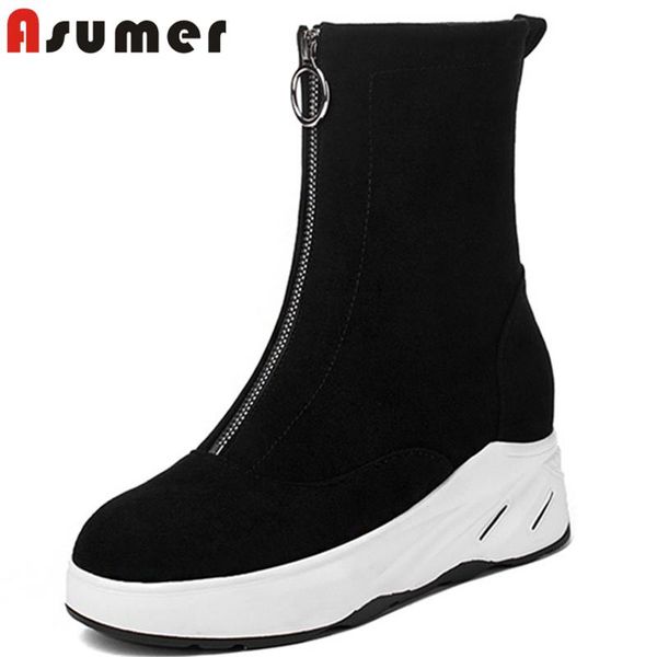 asumer 2020 women ankle boots flock round toe zip autumn winter casual shoes fashion simple wedges platform boots woman, Black
asumer 2020 women ankle boots flock round toe zip autumn winter casual shoes fashion simple wedges platform boots woman, Black
