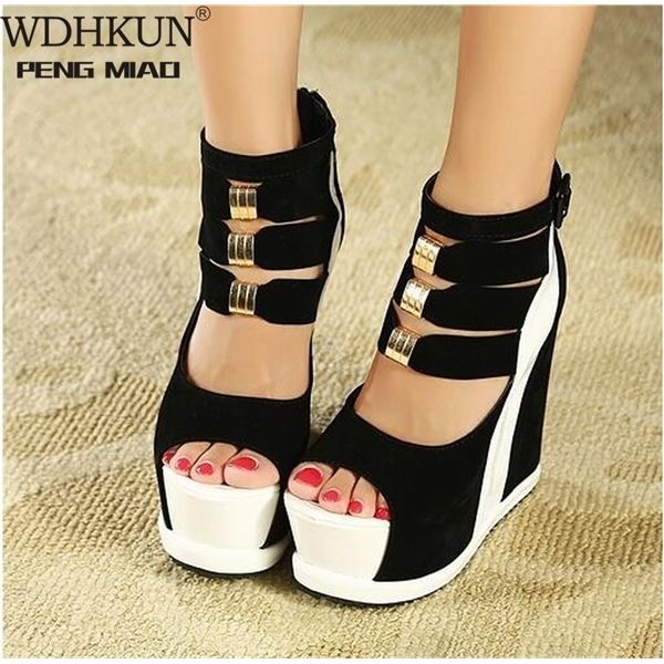 woman 2020 summer genuine women platform thick soles sandals wedges high heel 14cm peep toe mixed colors shoes c1011, Black
woman 2020 summer genuine women platform thick soles sandals wedges high heel 14cm peep toe mixed colors shoes c1011, Black