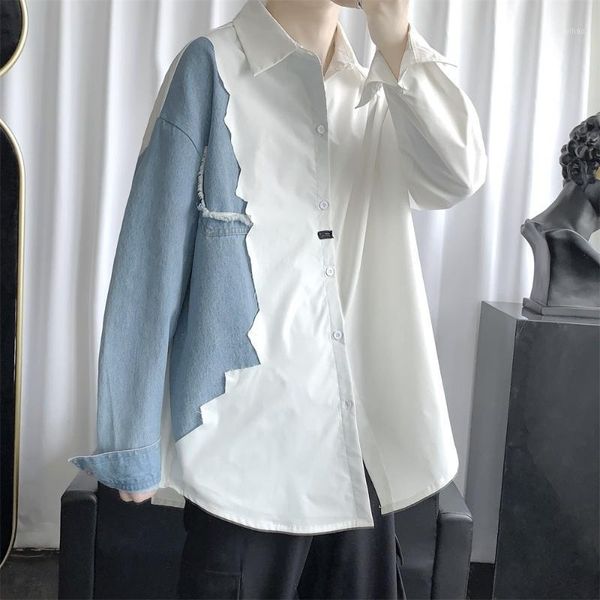 2020 autumn new loose denim fabric splicing button down casual shirt japanese long sleeve cargo jacket 3 color1, White;black
2020 autumn new loose denim fabric splicing button down casual shirt japanese long sleeve cargo jacket 3 color1, White;black