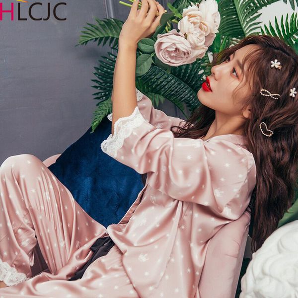 latest snowflake lace autumn women sleepwear faux silk satin pajamas set long sleeve sleepwear pajamas suit female homewear y200708, Black;red
latest snowflake lace autumn women sleepwear faux silk satin pajamas set long sleeve sleepwear pajamas suit female homewear y200708, Black;red