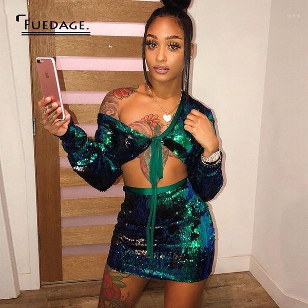fuedage sequins two pieces set 2018 long sleeve bandage and skirt women set v neck bow club 2 piece women outfits1, White
fuedage sequins two pieces set 2018 long sleeve bandage and skirt women set v neck bow club 2 piece women outfits1, White