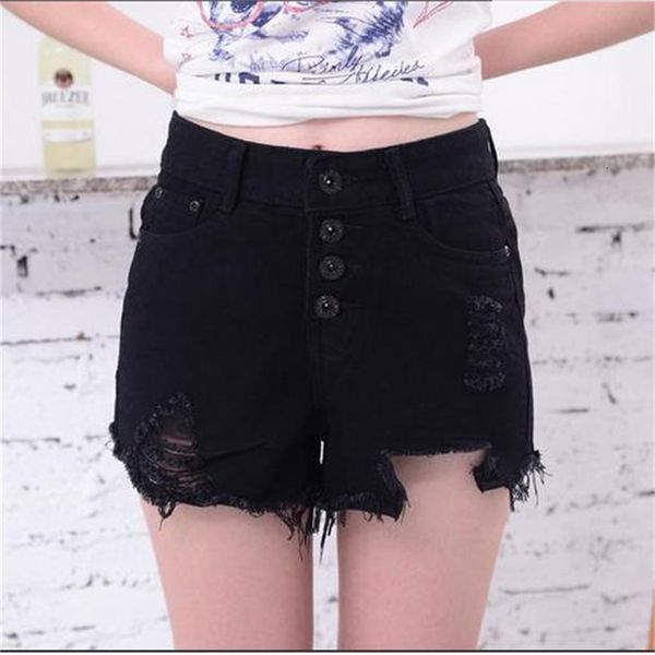 seven colors new makaron high waisted denim shorts, perforated jeans and women's buttons, White;black
seven colors new makaron high waisted denim shorts, perforated jeans and women's buttons, White;black
