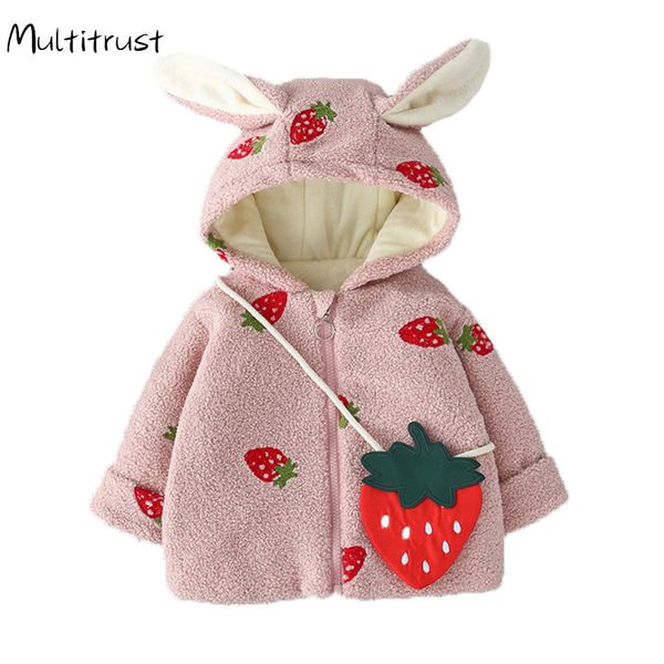 new baby girl coat fur winter long sleeve warm clothes cartoon ear hooded jacket with strawberry bag children's clothing set 1029, Blue;gray
new baby girl coat fur winter long sleeve warm clothes cartoon ear hooded jacket with strawberry bag children's clothing set 1029, Blue;gray