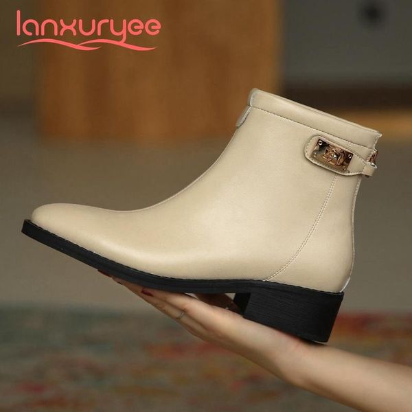 boots lanxuryee concise style leisure real leather classics buckle round toe thick med heel zipper daily wear maiden ankle l11, Black
boots lanxuryee concise style leisure real leather classics buckle round toe thick med heel zipper daily wear maiden ankle l11, Black
