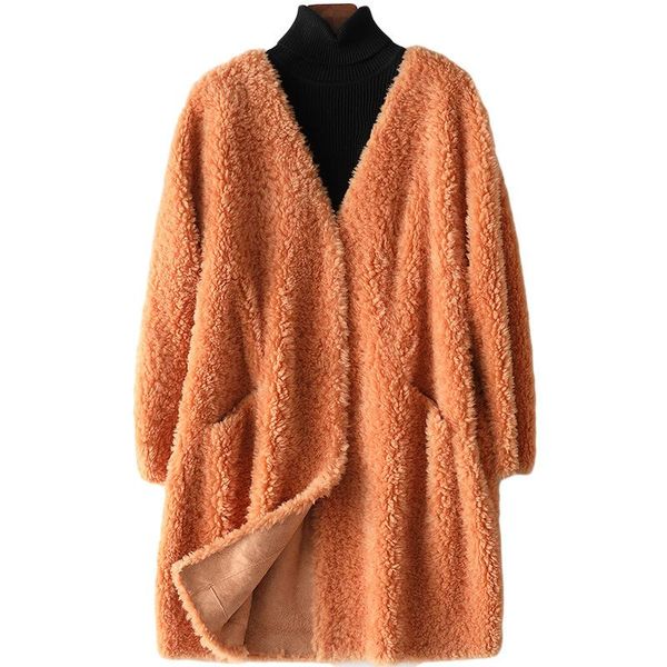 new real fur coat 100% wool women long sleeve neck autumn winter warm thick long woolen jacket oversize outerwear coats, Black
new real fur coat 100% wool women long sleeve neck autumn winter warm thick long woolen jacket oversize outerwear coats, Black