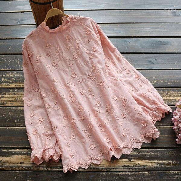 6753 mori girl autumn women blouse embroidered flower stand collar cotton shirt casual pullover shirt 1, White
6753 mori girl autumn women blouse embroidered flower stand collar cotton shirt casual pullover shirt 1, White