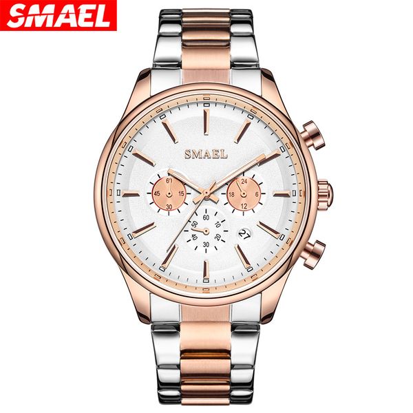 smael new business watch waterproof steel band calendar high grade luminous quartz watch, Slivery;brown
smael new business watch waterproof steel band calendar high grade luminous quartz watch, Slivery;brown