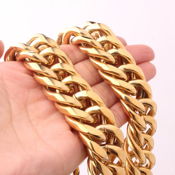 22mm heavy cuban chains men hip hop jewelry wholesale gold thick stainless steel long big chunky hip hop necklace giftq0115q0115, Golden;silver
22mm heavy cuban chains men hip hop jewelry wholesale gold thick stainless steel long big chunky hip hop necklace giftq0115q0115, Golden;silver
