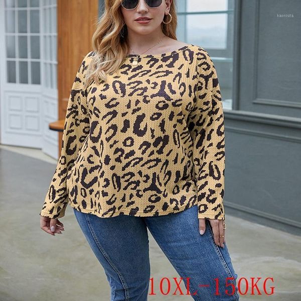 autumn new plus size women's t-shirt 6xl-10xl bust 156cm fashion women's round neck long-sleeved leopard print casual t-shirt1, White 
autumn new plus size women's t-shirt 6xl-10xl bust 156cm fashion women's round neck long-sleeved leopard print casual t-shirt1, White