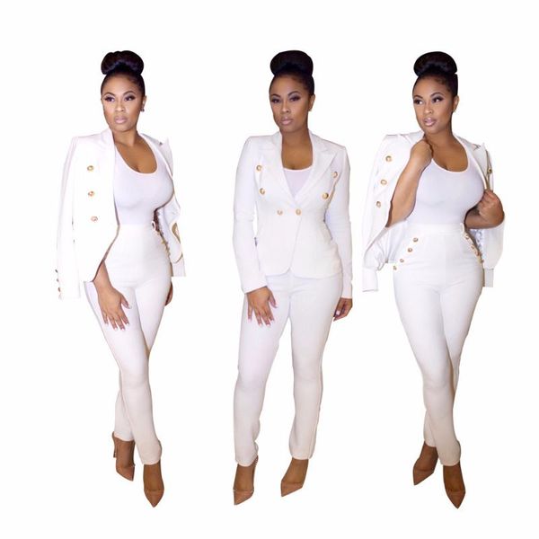 women white suits blazer with pants fashion double breasted long sleeve blazer and pants set women office business jacket
women white suits blazer with pants fashion double breasted long sleeve blazer and pants set women office business jacket