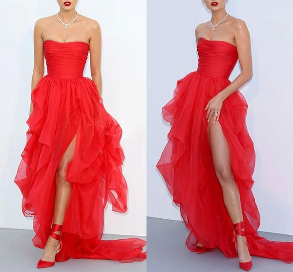 2022 ruby a-line celebrity engagement formal evening birthday dress strapless court train organza ruffles slit prom party gown robe de soire, Black;red
2022 ruby a-line celebrity engagement formal evening birthday dress strapless court train organza ruffles slit prom party gown robe de soire, Black;red