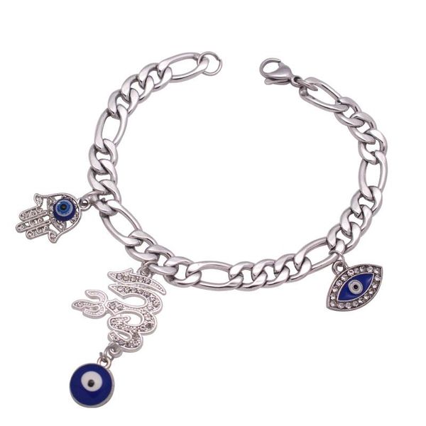 link, chain islam hamsa hand of fatima evil eye stainless steel bracelets, Black
link, chain islam hamsa hand of fatima evil eye stainless steel bracelets, Black
