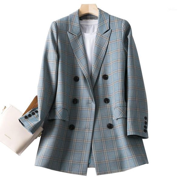 women's suits & blazers stylish plaid ladies blazer gray loose casual simple vintage suit jacket chamaras mujer spring korean women mm6, White;black
women's suits & blazers stylish plaid ladies blazer gray loose casual simple vintage suit jacket chamaras mujer spring korean women mm6, White;black
