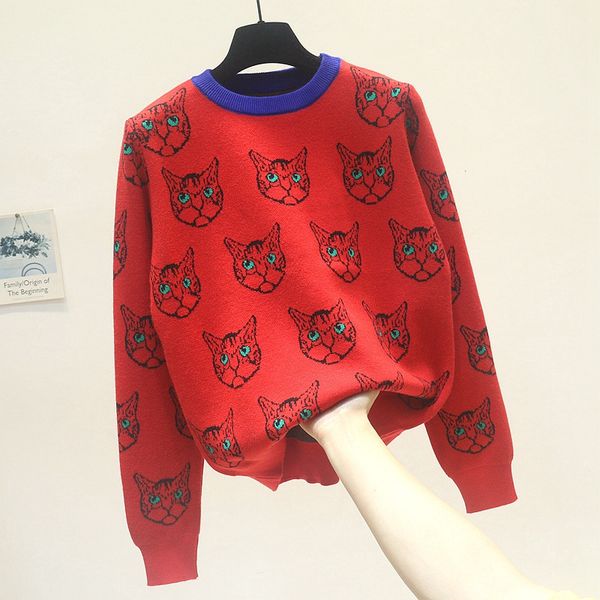 runway designer cat print knitted sweaters pullovers women autumn winter long sleeve harajuku sweet jumper, White;black
runway designer cat print knitted sweaters pullovers women autumn winter long sleeve harajuku sweet jumper, White;black