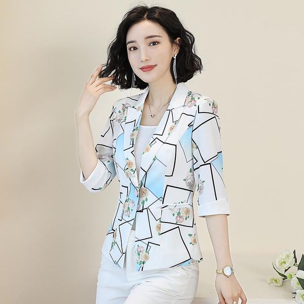 women's suits & blazers autumn fashion slim cropped sleeves printed small suit 2021 wild short jacket professional, White;black
women's suits & blazers autumn fashion slim cropped sleeves printed small suit 2021 wild short jacket professional, White;black