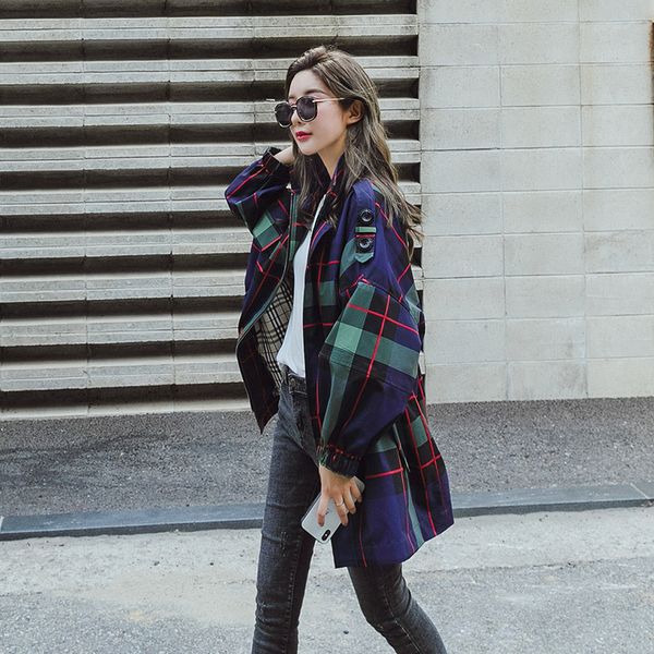 2021 new plaid windbreaker long section new social women's jacket women korean of the 579k, Black;brown
2021 new plaid windbreaker long section new social women's jacket women korean of the 579k, Black;brown
